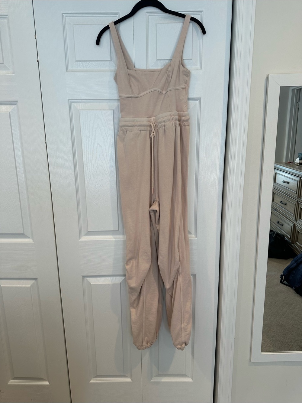 Sleeveless Neutral Beige Jumpsuit with Drawstring Waist